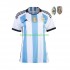 Argentinië Voetbalshirt 3 Stars Dames Thuis Tenue WK 2022 Korte Mouw