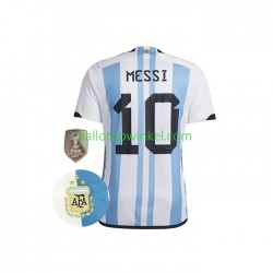 Argentinië Voetbalshirt Messi 10 3 Stars Heren Thuis Tenue WK 2022 Korte Mouw
