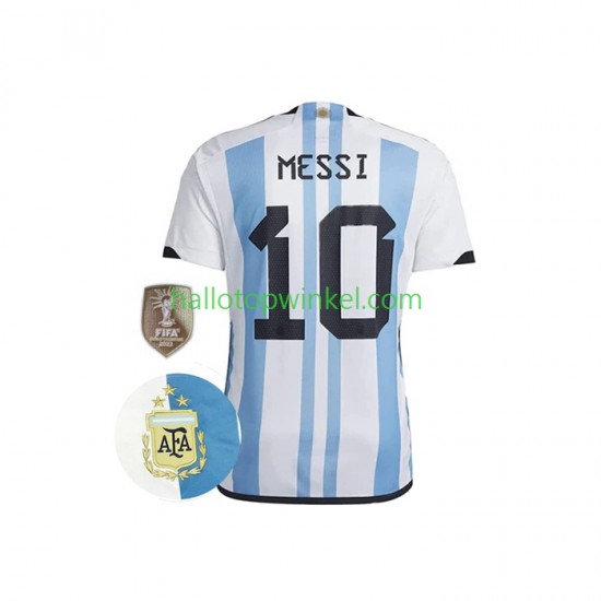 Argentinië Voetbalshirt Messi 10 3 Stars Heren Thuis Tenue WK 2022 Korte Mouw