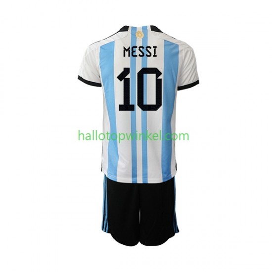 Argentinië Voetbalshirt Messi 10 Kleuters/Kids Thuis Tenue WK 2022 Korte Mouw