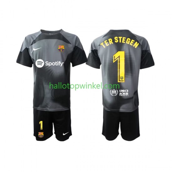 FC Barcelona Voetbalshirt Ter Stegen 1 Doelman Kleuters/Kids Uit Tenue 2022-2023 Korte Mouw