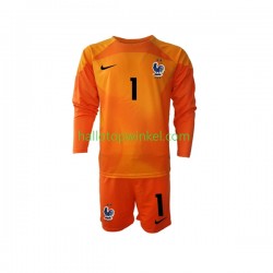 Frankrijk Voetbalshirt Hugo Lloris 1 Doelman Kleuters/Kids Uit Tenue WK 2022 Lange Mouw