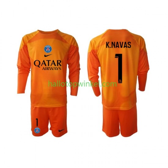 Paris Saint-Germain Voetbalshirt Keylor Navas 1 Doelman Kleuters/Kids Uit Tenue 2022-2023 Lange Mouw