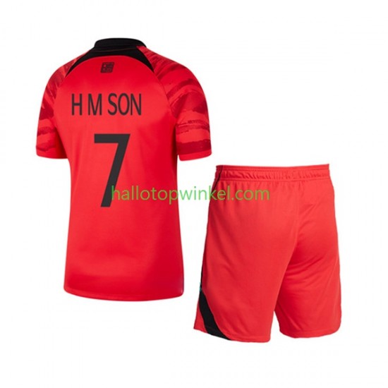 Zuid-Korea Voetbalshirt Son Heung-min 7 Kleuters/Kids Thuis Tenue WK 2022 Korte Mouw