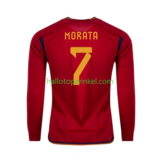 Spanje Voetbalshirt MORATA 7 Heren Thuis Tenue WK 2022 Lange Mouw