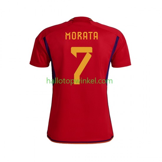 Spanje Voetbalshirt MORATA 7 Heren Thuis Tenue WK 2022 Korte Mouw