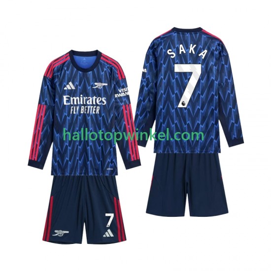 Arsenal Voetbalshirt Saka 7 Kleuters/Kids Uit Tenue 2025-2026 Lange Mouw