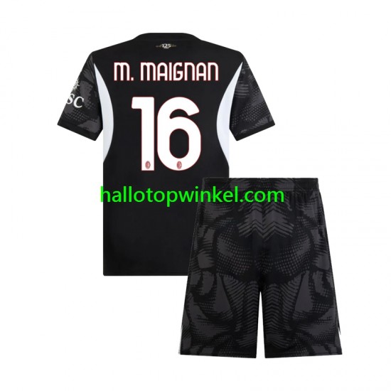 AC Milan Voetbalshirt Mike Maignan 16 Doelman Kleuters/Kids Thuis Tenue 2024-2025 Korte Mouw