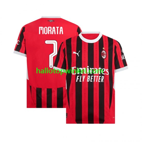 AC Milan Voetbalshirt UCL Font MORATA 7 Heren Thuis Tenue 2024-2025 Korte Mouw