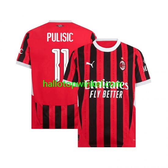 AC Milan Voetbalshirt UCL Font PULISIC 11 Heren Thuis Tenue 2024-2025 Korte Mouw