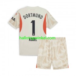 Borussia Dortmund Voetbalshirt Gregor Kobel 1 Doelman Kleuters/Kids Thuis Tenue 2024-2025 Korte Mouw