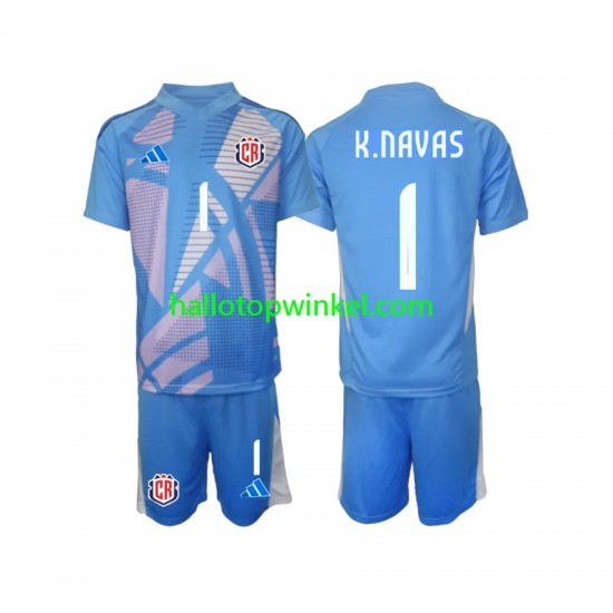 Costa Rica Voetbalshirt Keylor Navas 1 Doelman Kleuters/Kids Thuis Tenue 2024 Korte Mouw