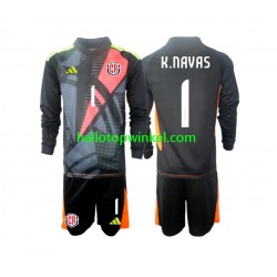 Costa Rica Voetbalshirt Keylor Navas 1 Doelman Kleuters/Kids Derde Tenue 2024 Lange Mouw