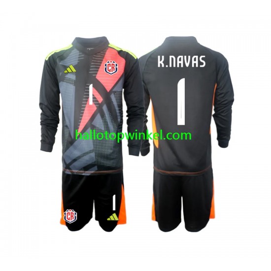 Costa Rica Voetbalshirt Keylor Navas 1 Doelman Kleuters/Kids Derde Tenue 2024 Lange Mouw