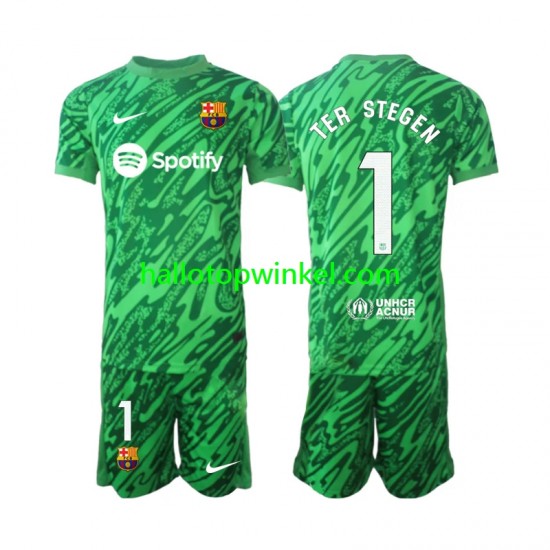 FC Barcelona Voetbalshirt Ter Stegen 1 Doelman Kleuters/Kids Thuis Tenue 2024-2025 Korte Mouw