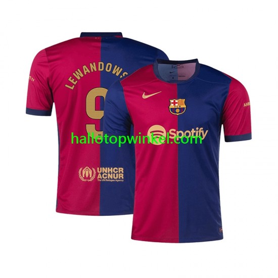FC Barcelona Voetbalshirt Robert Lewandowski 9 Heren Thuis Tenue 2024-2025 Korte Mouw
