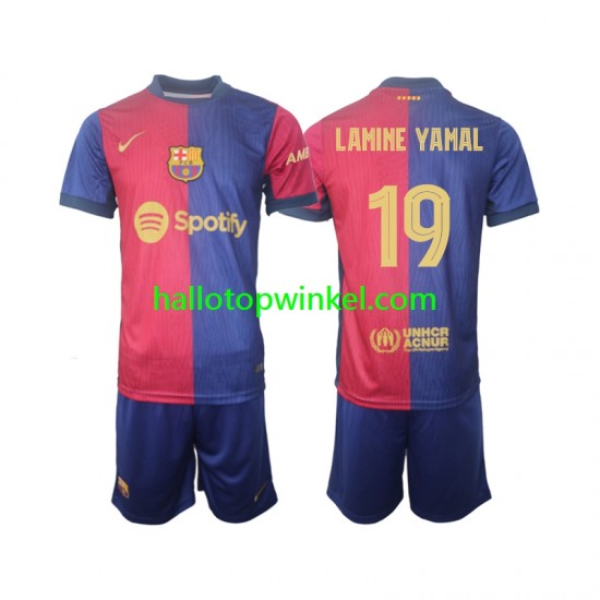 FC Barcelona Voetbalshirt UCL Font Lamine Yamal 19 Kleuters/Kids Thuis Tenue 2024-2025 Korte Mouw