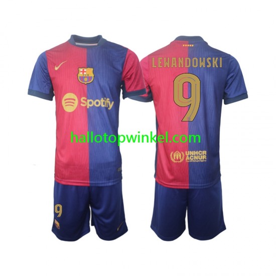 FC Barcelona Voetbalshirt UCL Font Robert Lewandowski 9 Kleuters/Kids Thuis Tenue 2024-2025 Korte Mouw