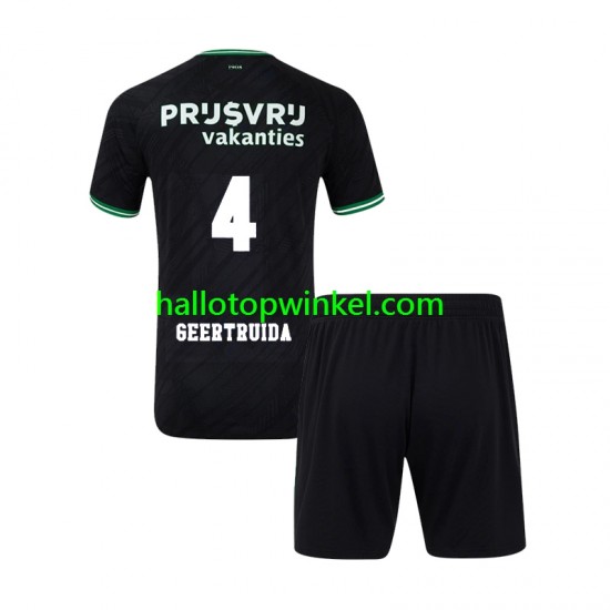 Feyenoord Rotterdam Voetbalshirt Lutsharel Geertruida 4 Kleuters/Kids Uit Tenue 2024-2025 Korte Mouw