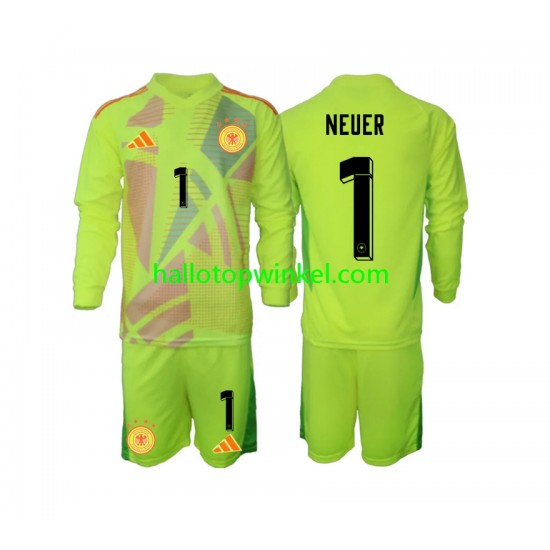 Duitsland Voetbalshirt Manuel Neuer 1 Doelman Kleuters/Kids Uit Tenue Euro 2024 Lange Mouw