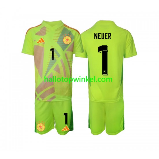 Duitsland Voetbalshirt Manuel Neuer 1 Doelman Kleuters/Kids Uit Tenue Euro 2024 Korte Mouw