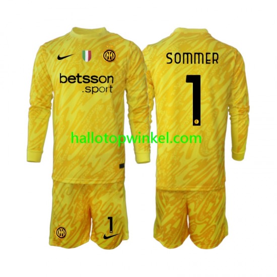 Inter Milan Voetbalshirt Yann Sommer 1 Doelman Kleuters/Kids Uit Tenue 2024-2025 Lange Mouw