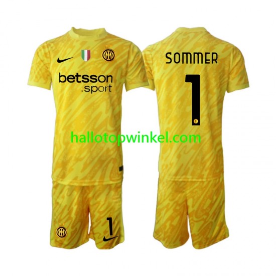 Inter Milan Voetbalshirt Yann Sommer 1 Doelman Kleuters/Kids Uit Tenue 2024-2025 Korte Mouw