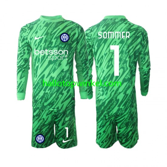Inter Milan Voetbalshirt Yann Sommer 1 Doelman Kleuters/Kids Thuis Tenue 2024-2025 Lange Mouw