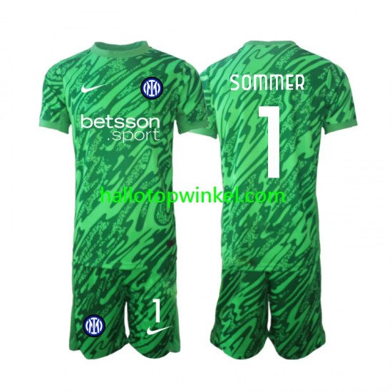 Inter Milan Voetbalshirt Yann Sommer 1 Doelman Kleuters/Kids Thuis Tenue 2024-2025 Korte Mouw