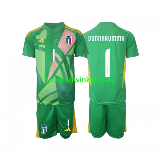 Italië Voetbalshirt Donnarumma 1 Doelman Kleuters/Kids Uit Tenue Euro 2024 Korte Mouw