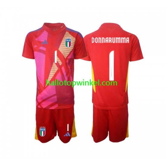 Italië Voetbalshirt Donnarumma 1 Doelman Kleuters/Kids Derde Tenue Euro 2024 Korte Mouw
