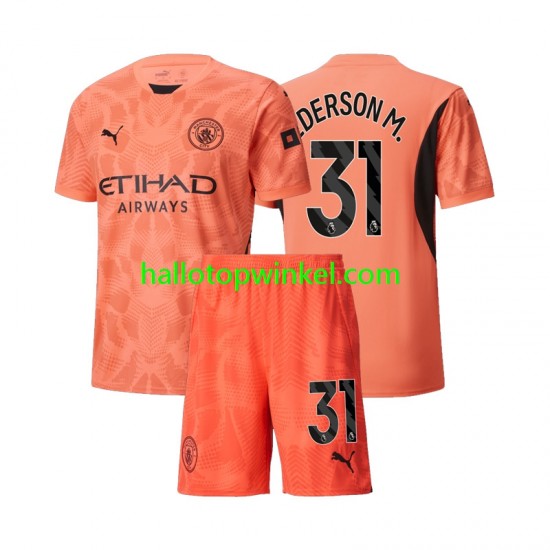 Manchester City Voetbalshirt Ederson M 31 Doelman Kleuters/Kids Uit Tenue 2024-2025 Korte Mouw