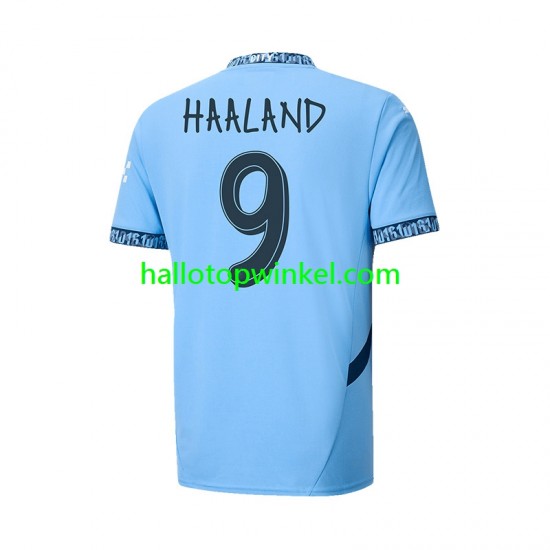 Manchester City Voetbalshirt UCL Font Haaland 9 Heren Thuis Tenue 2024-2025 Korte Mouw