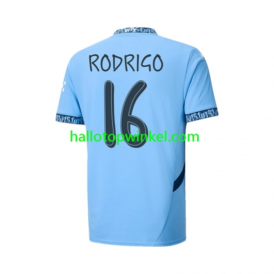 Manchester City Voetbalshirt UCL Font RODRIGO 16 Heren Thuis Tenue 2024-2025 Korte Mouw