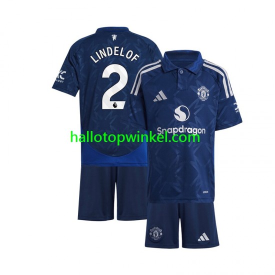 Manchester United Voetbalshirt Victor Lindelof 2 Kleuters/Kids Uit Tenue 2024-2025 Korte Mouw