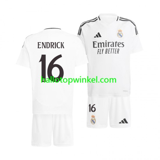 Real Madrid Voetbalshirt ENDRICK 16 Kleuters/Kids Thuis Tenue 2024-2025 Korte Mouw
