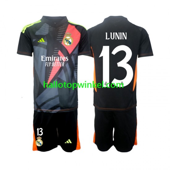 Real Madrid Voetbalshirt Andriy Lunin 13 Doelman Kleuters/Kids Uit Tenue 2024-2025 Korte Mouw