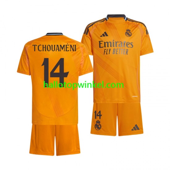 Real Madrid Voetbalshirt Tchouameni 14 Kleuters/Kids Uit Tenue 2024-2025 Korte Mouw