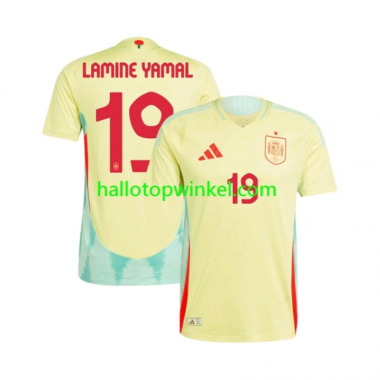 Spanje Voetbalshirt LAMINE YAMAL 19 Heren Uit Tenue Euro 2024 Korte Mouw