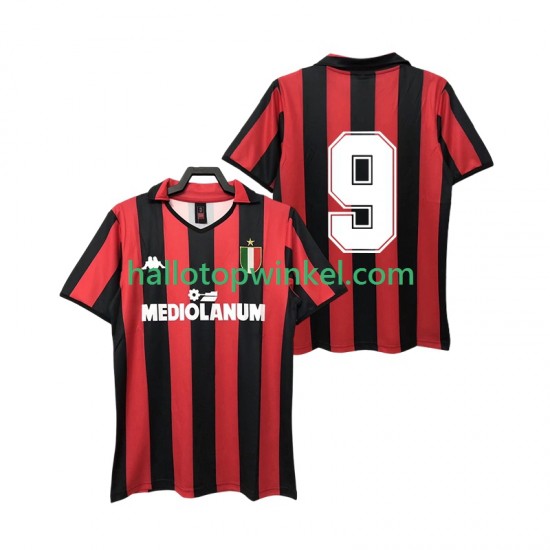 AC Milan Voetbalshirt 9 1988 1989 Retro Heren Thuis Tenue Korte Mouw