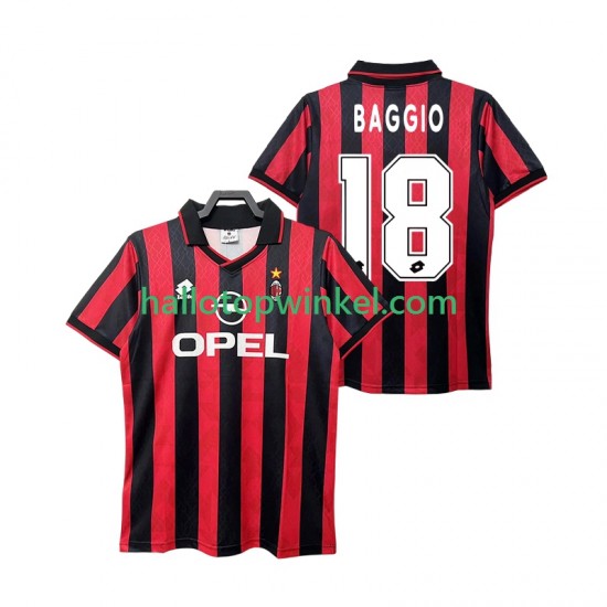 AC Milan Voetbalshirt BAGGIO 18 1995 1996 Retro Heren Thuis Tenue Korte Mouw