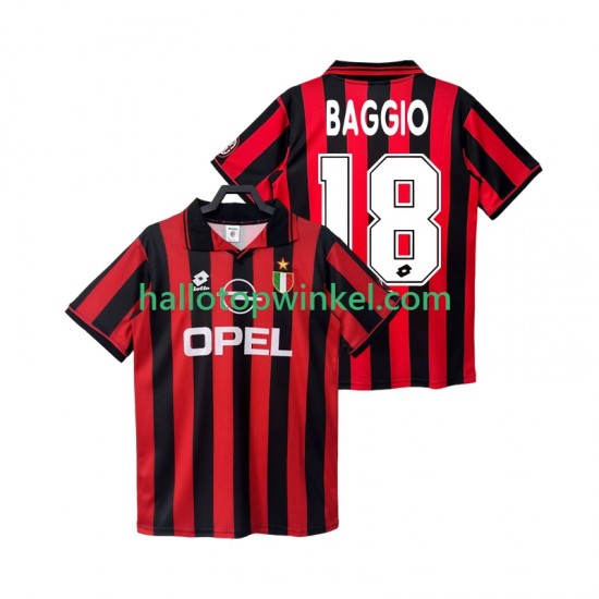 AC Milan Voetbalshirt BAGGIO 18 1996 1997 Retro Heren Thuis Tenue Korte Mouw