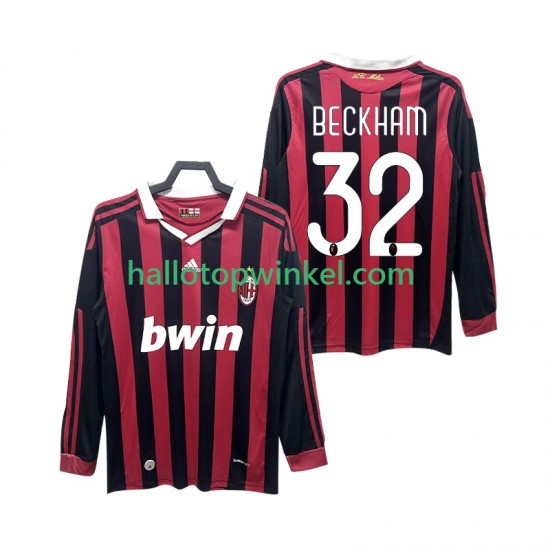 AC Milan Voetbalshirt BECKHAM 32 2009 Retro Heren Thuis Tenue 2010 Lange Mouw