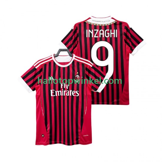 AC Milan Voetbalshirt INZAGHI 9 2012 Retro Heren Thuis Tenue 2011 Korte Mouw