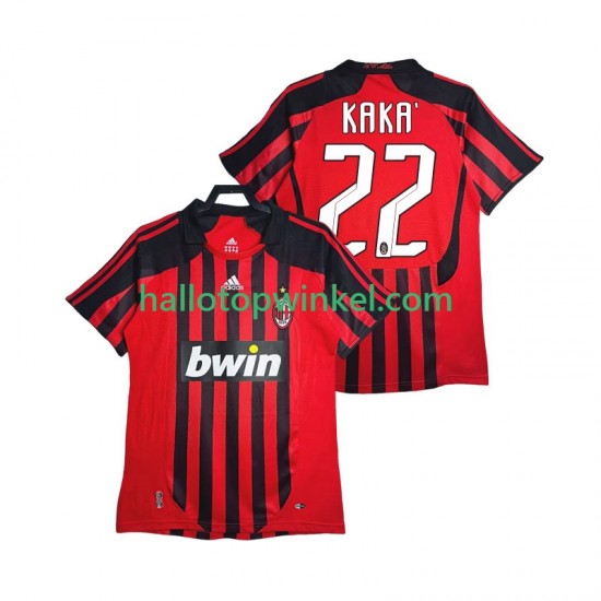 AC Milan Voetbalshirt KAKA 22 2007 Retro Heren Thuis Tenue 2008 Korte Mouw