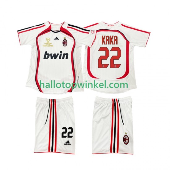 AC Milan Voetbalshirt KAKA 22 2007 Retro Kleuters/Kids Uit Tenue 2006 Korte Mouw