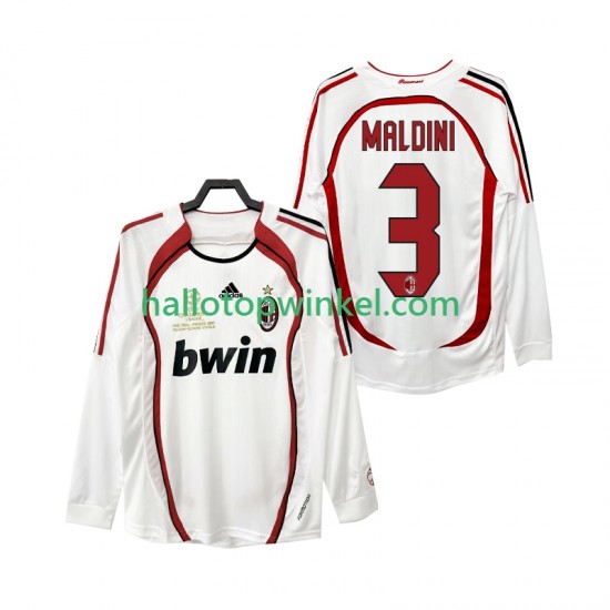 AC Milan Voetbalshirt MALDINI 3 2007 Retro Heren Uit Tenue 2006 Lange Mouw