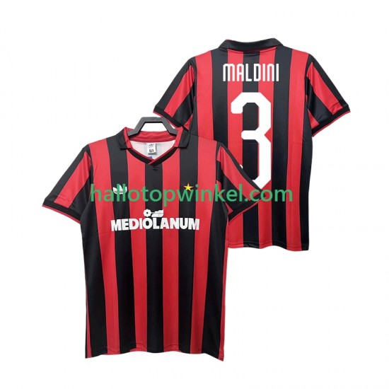 AC Milan Voetbalshirt MALDINI 3 1990 1991 Retro Heren Thuis Tenue Korte Mouw