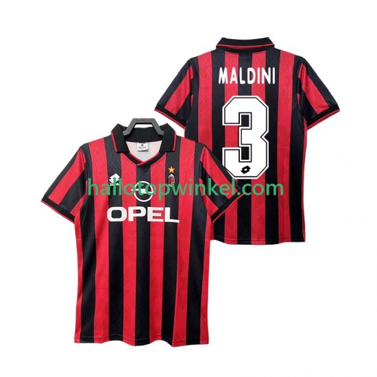 AC Milan Voetbalshirt MALDINI 3 1995 1996 Retro Heren Thuis Tenue Korte Mouw