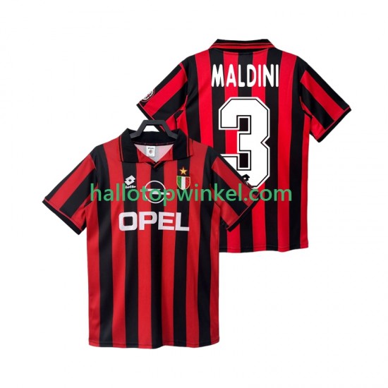 AC Milan Voetbalshirt MALDINI 3 1996 1997 Retro Heren Thuis Tenue Korte Mouw